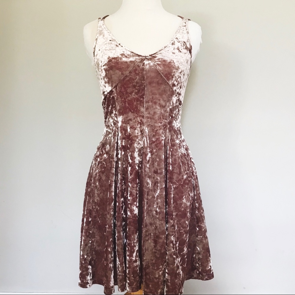 Blush pink velvet dress
